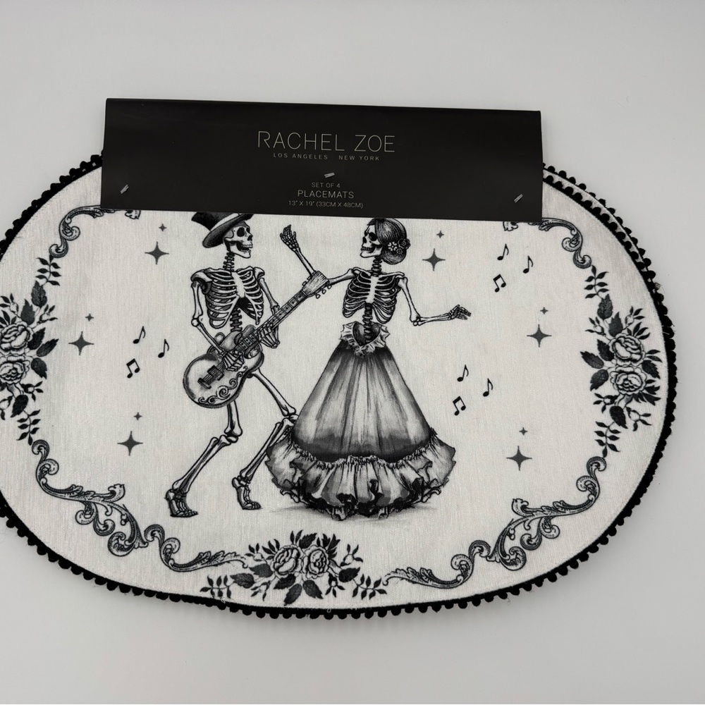 Rachel Zoe Black and White Skeleton Dance Placemats